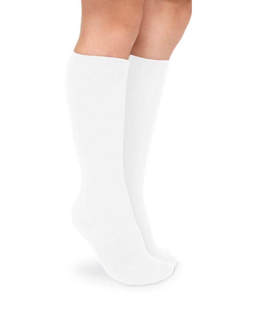 Jefferies Socks Smooth Toe Cotton Knee High Socks - White