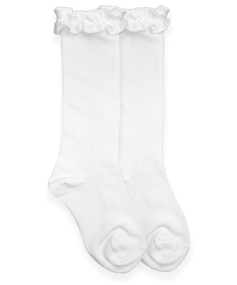 Jefferies Socks Ruffle Knee High Socks - White