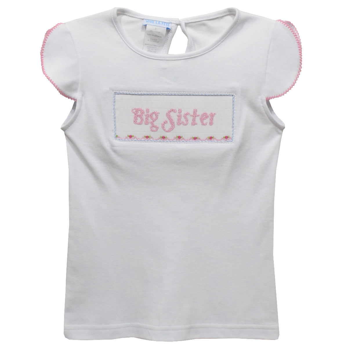 Vive La Fete: Big Sister Smocked White Knit Girls Top Cap Sleeve