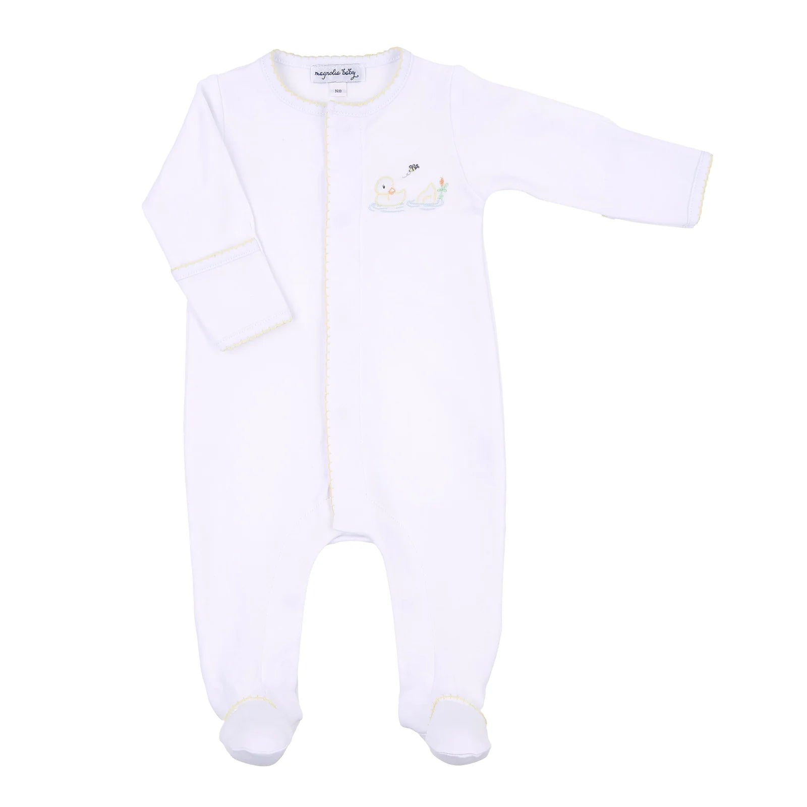 Magnolia Baby: Vintage Duckies Yellow Embroidered Footie
