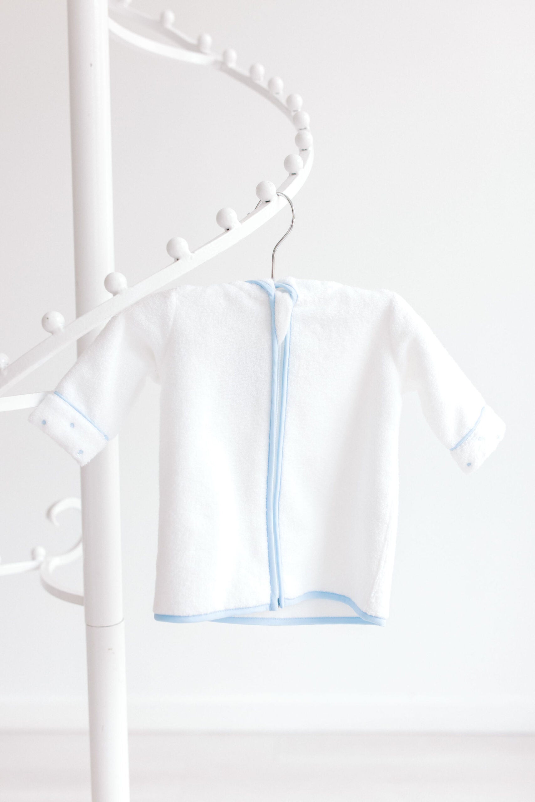 Terry Tots: Baby Bathrobe - White with Blue Dots