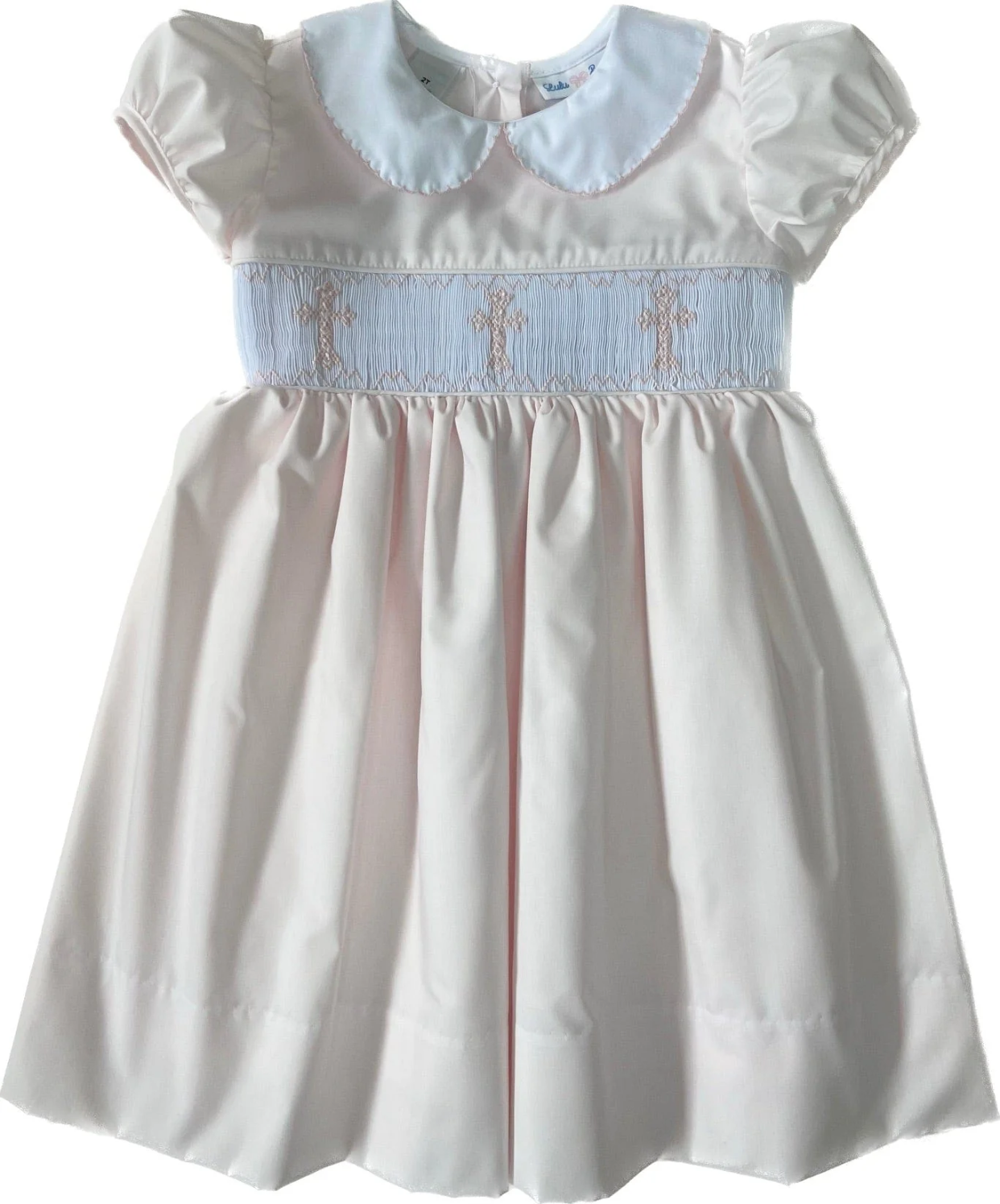 LuLu BeBe Girls Pink Rose Dress with Ruffle Collar - Smocked Harvest Pumpkins