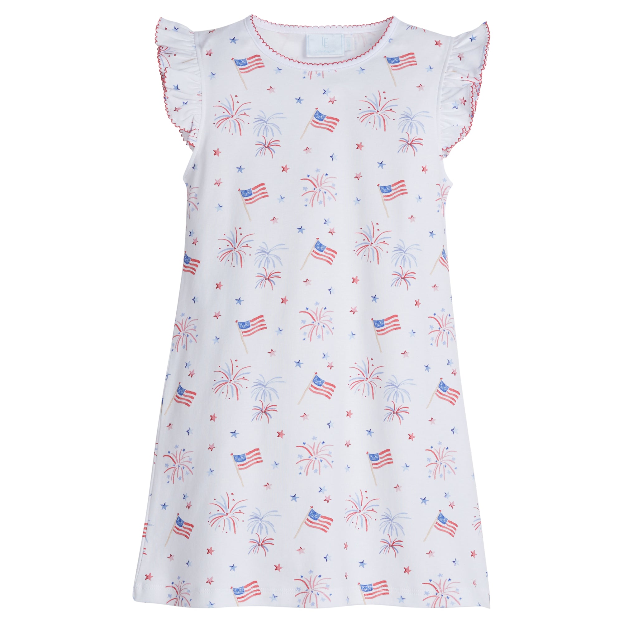Little English: Printed Angel Sleeve Dress - Flags