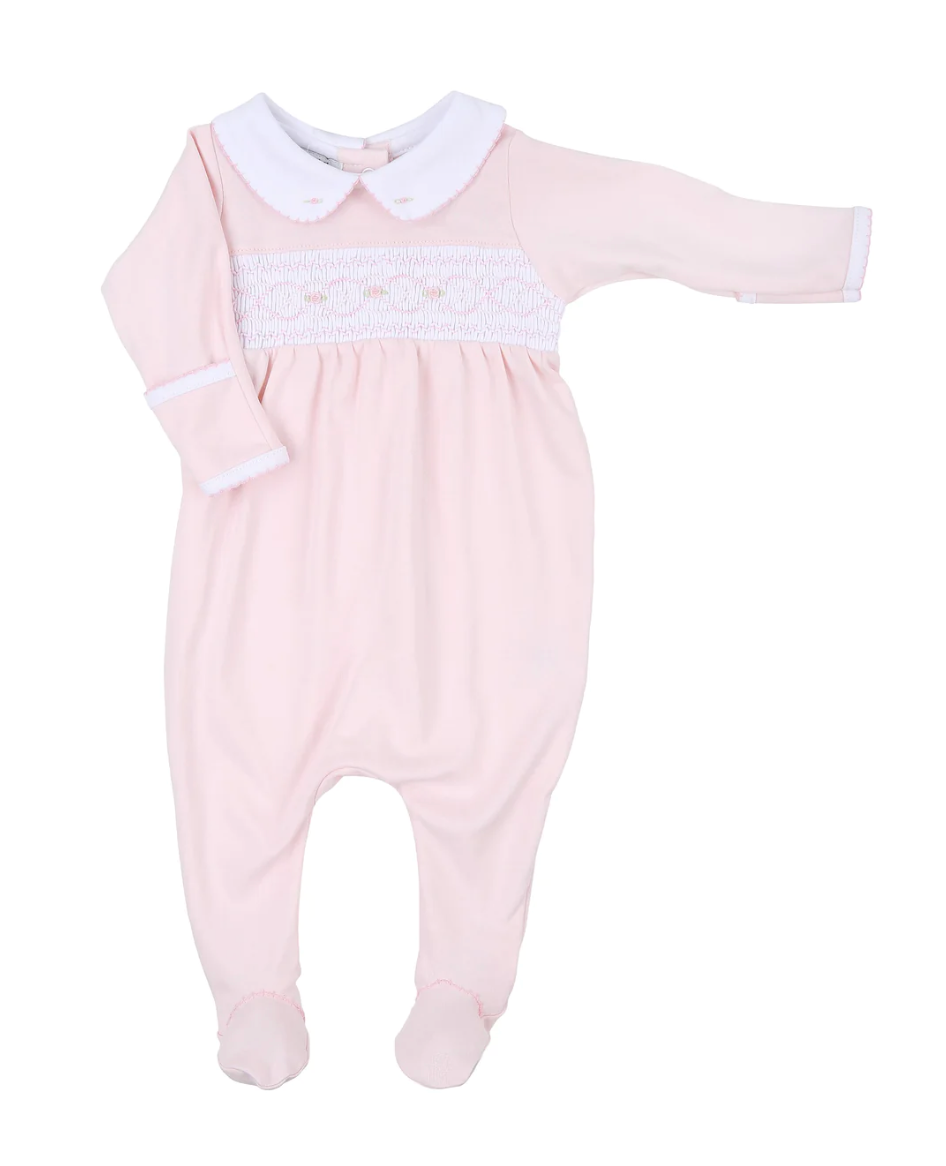 Magnolia Baby: Abby & Alex Smocked Collared Girl Footie
