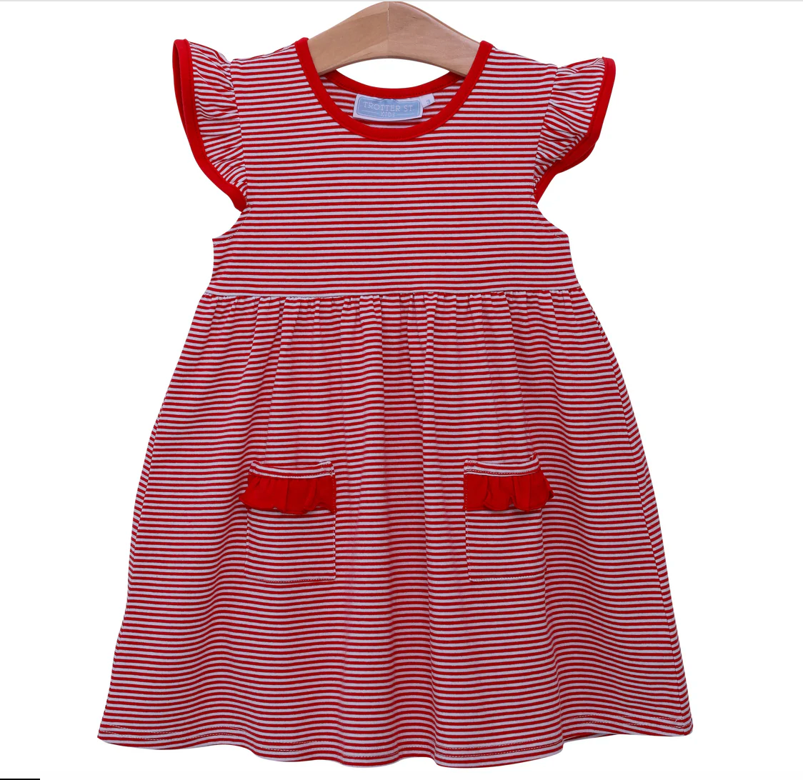 Trotter Street: Lucy Game Day Dress - Red Stripe