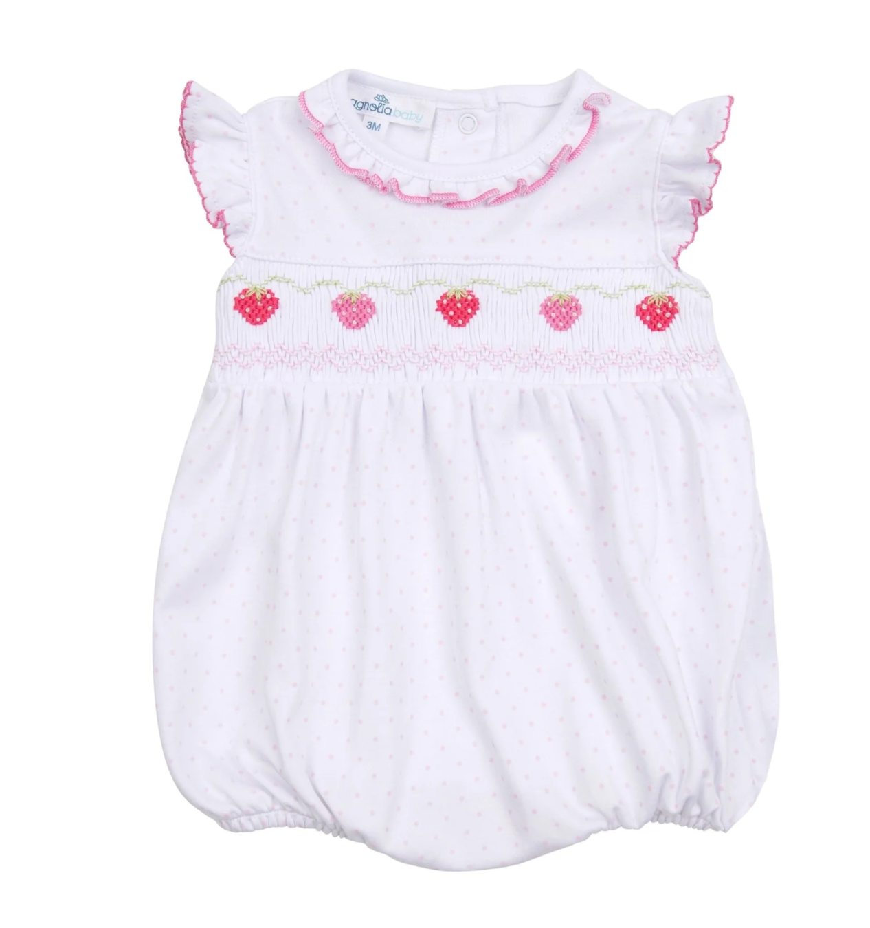 Magnolia Baby: Strawberry Patch Smocked Bubble