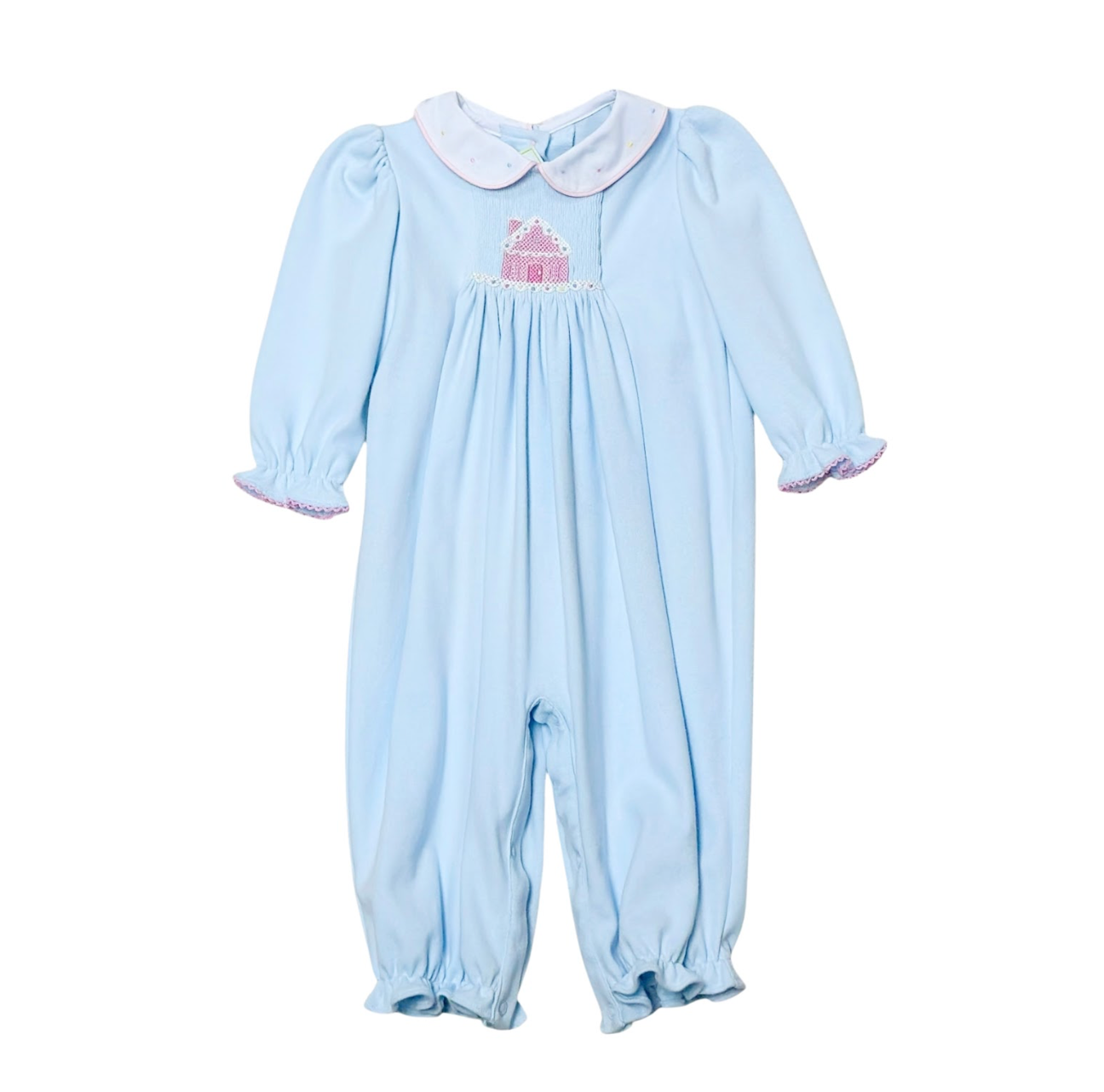 Zuccini: Gingerbread House Sylvie Bubble Light Blue Romper