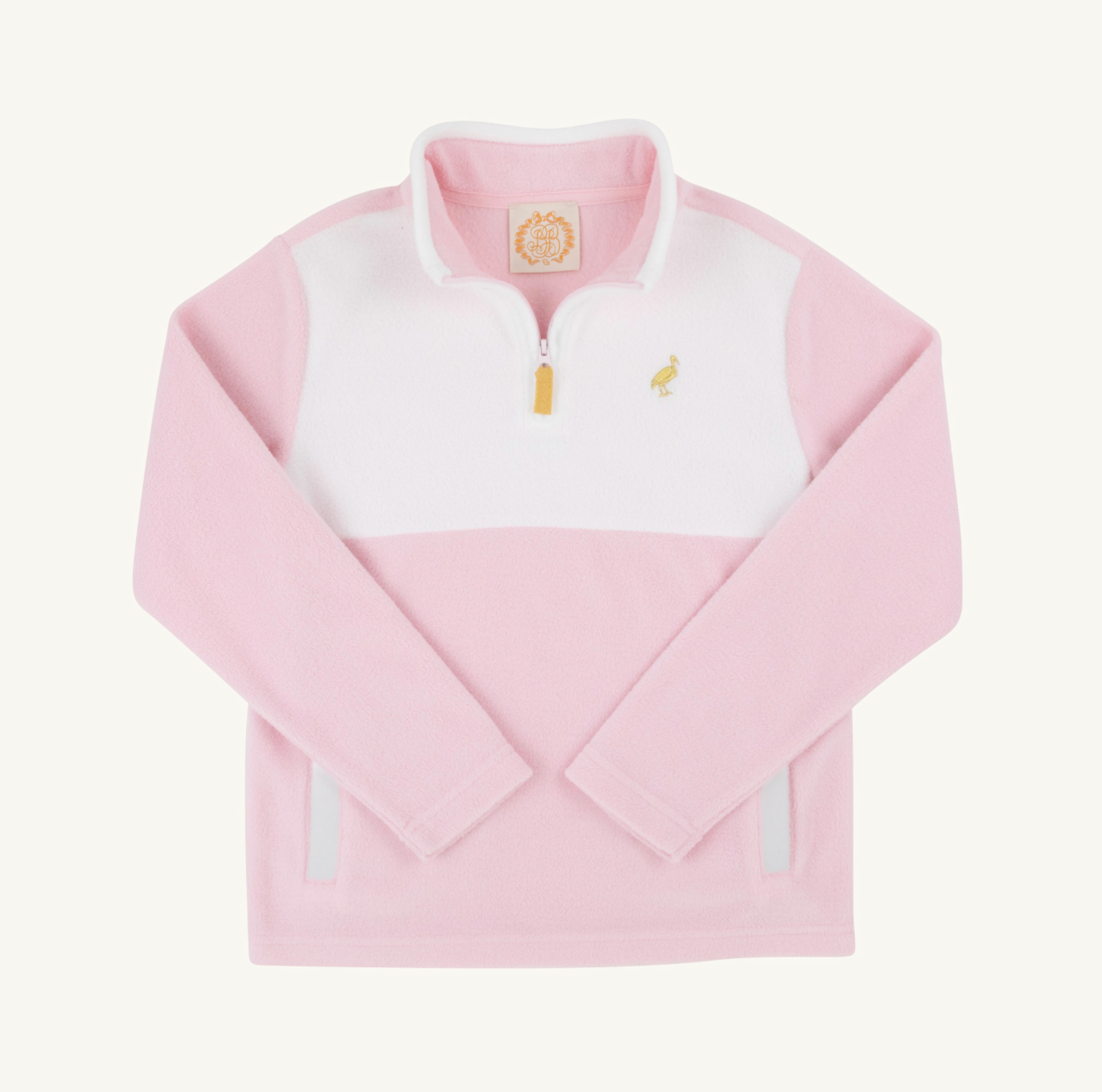 TBBC: Fleece Half Zip - Palm Beach Pink/Worth Ave White