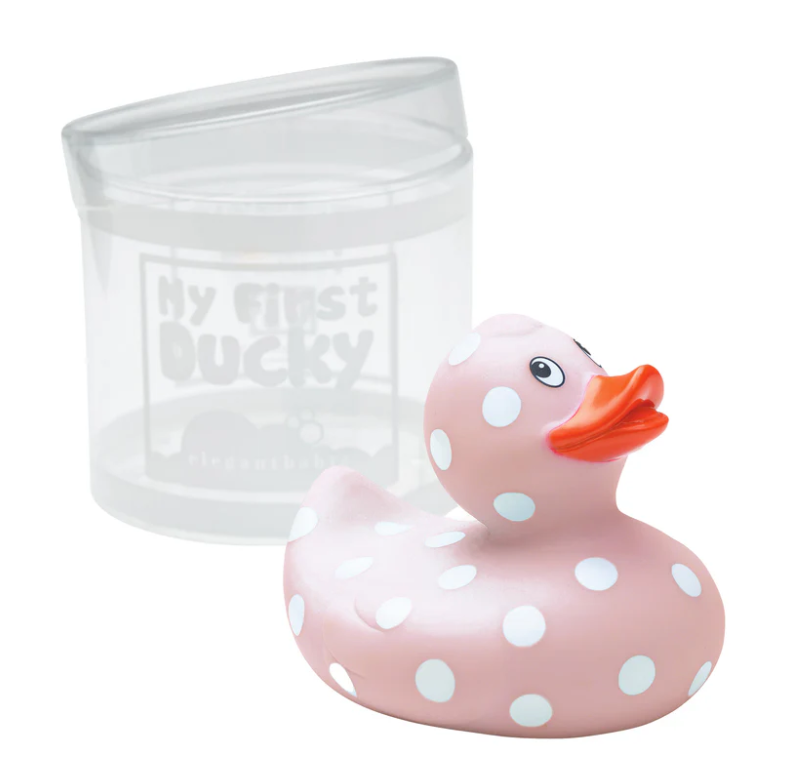 Elegant: Pink Polka Dot Rubber Duckie – Lollipops Children's Boutique