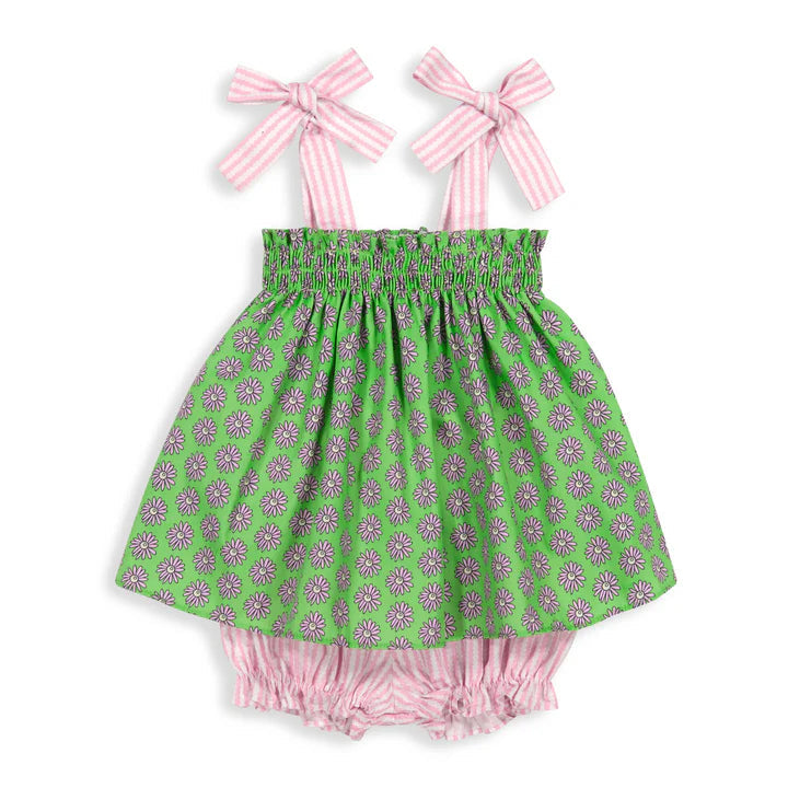 Bella Bliss: Shoulder Tie Bloomer Set - Green Dahlia