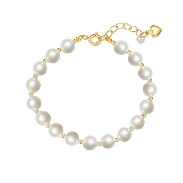 Lily Nily: Imitation Pearl and Gold Ball Bracelet