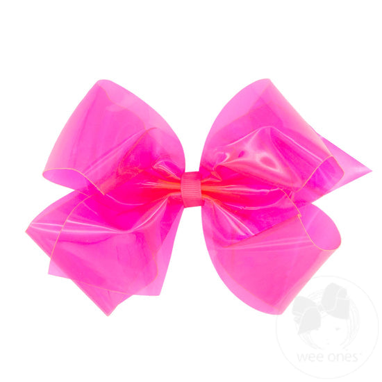 Wee Ones: WeeSplash Colored Swim Bow with Plain Wrap - Hot Pink