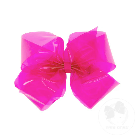 Wee Ones: WeeSplash Colored Swim Bow with Plain Wrap - Shocking Pink