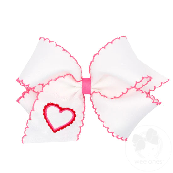 wee ones: Moonstitch Girls Hair Bow with Embroidered Heart