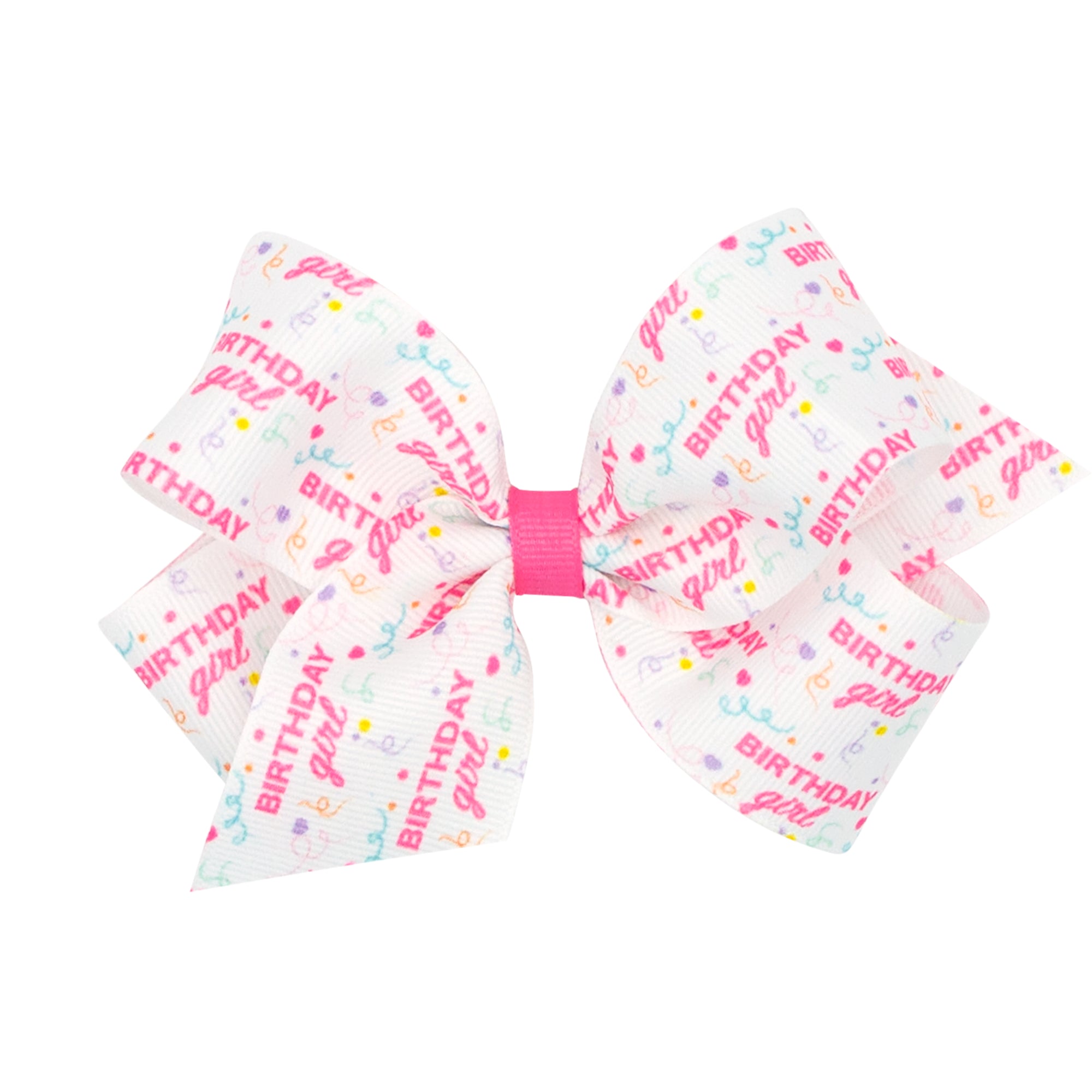 wee ones: Medium Festive Birthday Girl Printed Grosgrain Hair Bow