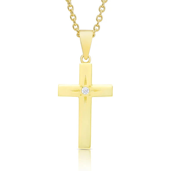 Lily Nily: Cross Necklace with CZ - Gold