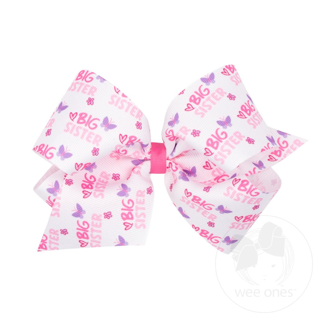 wee ones: King Big Sister Printed Grosgrain Hair bow