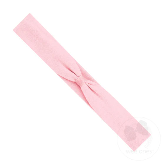 Wee Ones: Add-a-Bow Cotton Jersey Baby Girls Hair Wrap - Light Pink