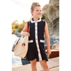 Bella Bliss: Terry Worth Shift Dress - Navy w/ White