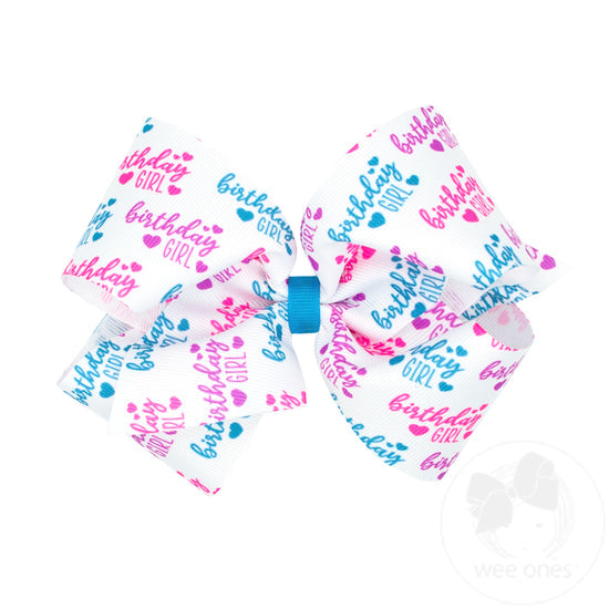 wee ones: Birthday-themed NEON Printed Grosgrain Hair Bow