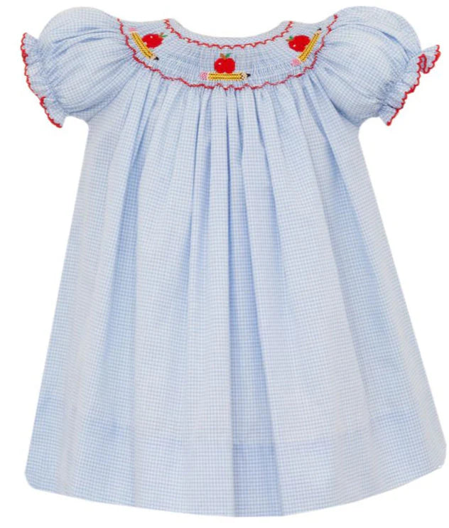 Petite Bebe: Apples & Pencils Girls Bishop Dress