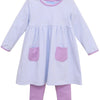 Trotter Street: Annie Pants Set - Light Blue Stripe/Lavender