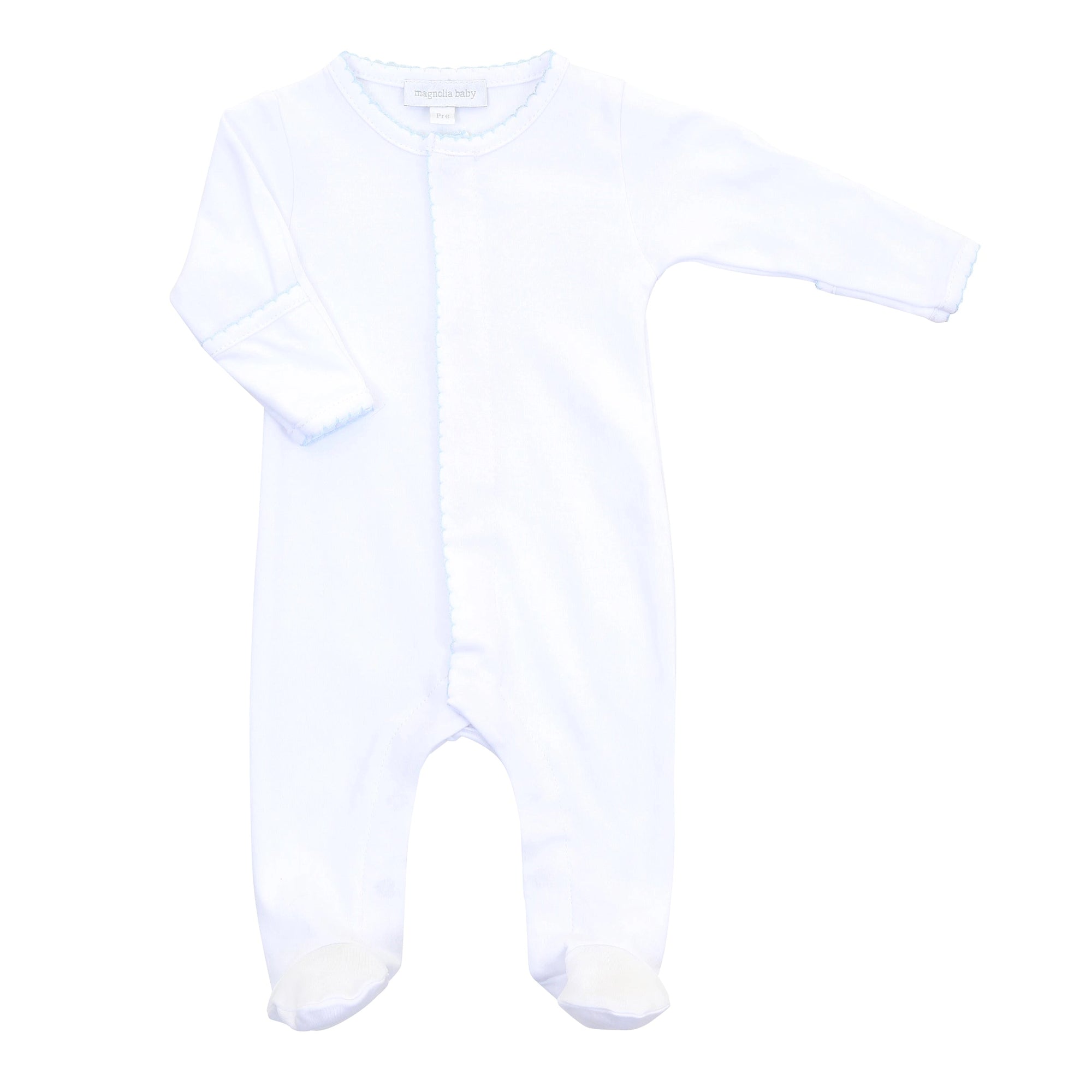 Magnolia Baby: Solid Essentials White Blue Footie