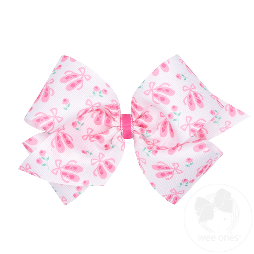 wee ones: King Ballet Slipper Print Grosgrain Print Hair Bow