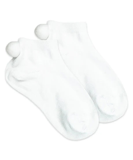 Jefferies Socks: Low Cut Pom Pom - White