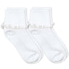 Jefferies Socks Ripple Edge Smooth Toe Turn Cuff Socks - White/White