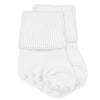 Jefferies Socks Non-Skid Smooth Toe Organic Cotton Turn Cuff Socks - White