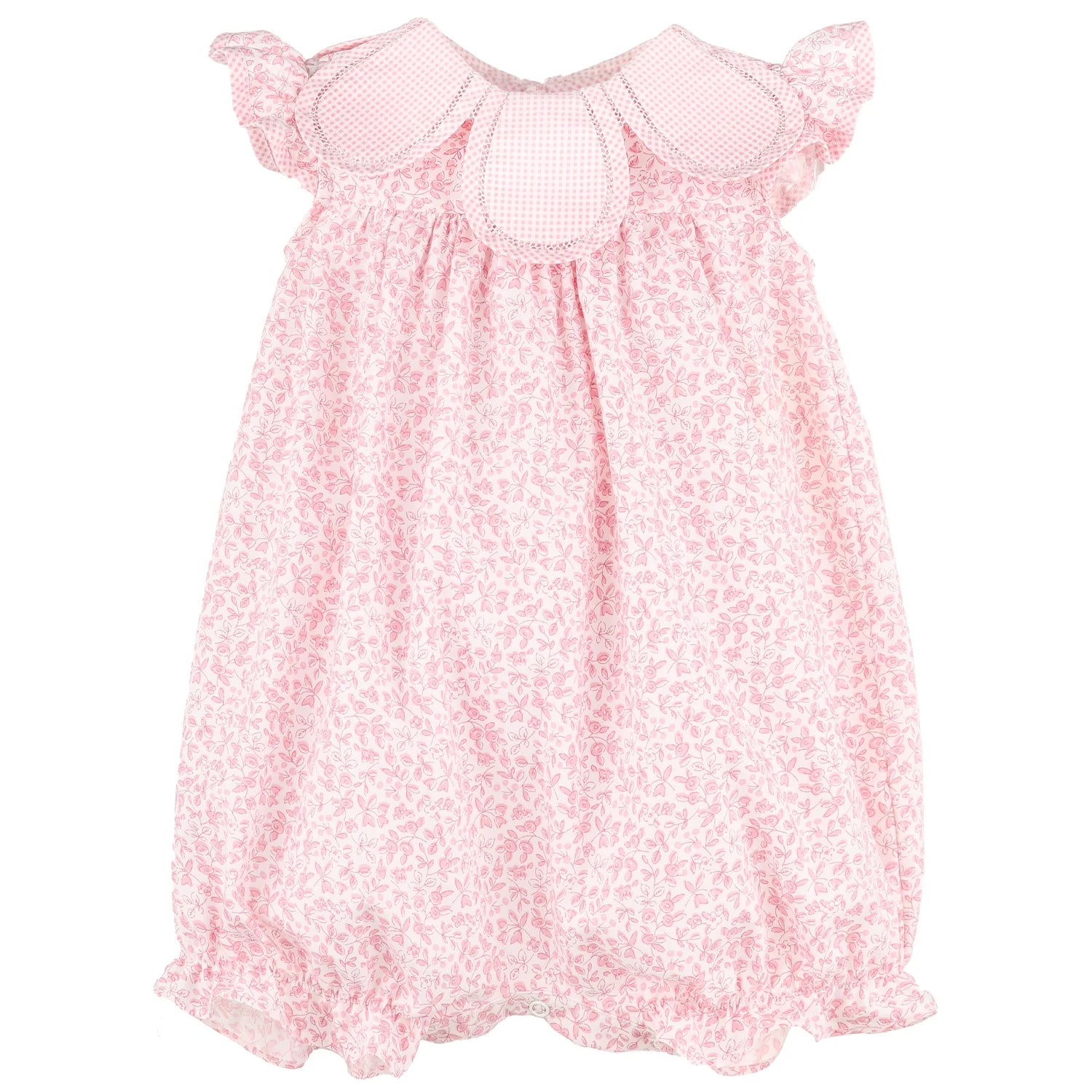 SOPHIE & LUCAS: PINK BLOOMS PETAL PLAYSUIT W/ BOW BACK