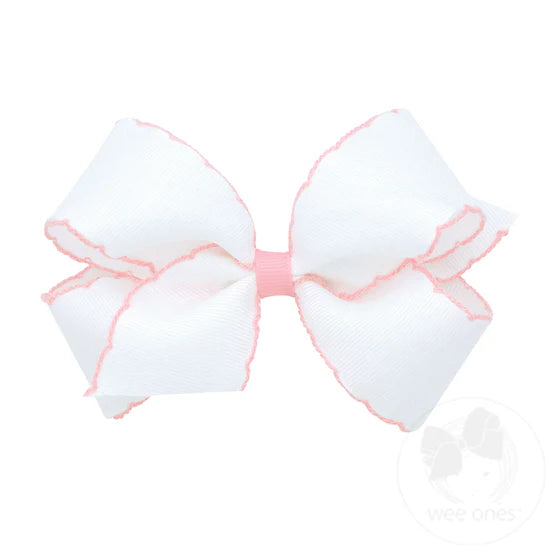 Wee Ones: Moonstitch Grosgrain Hair Bow with Contrasting Wrap