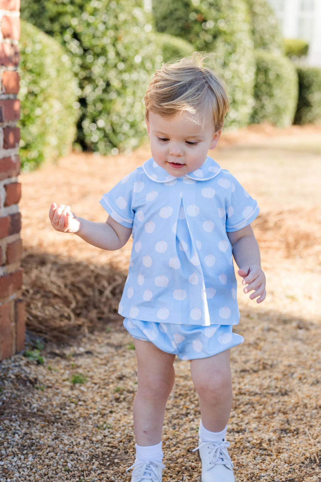 James & Lottie: Rory Knit Diaper Set, Blue Pumpkins