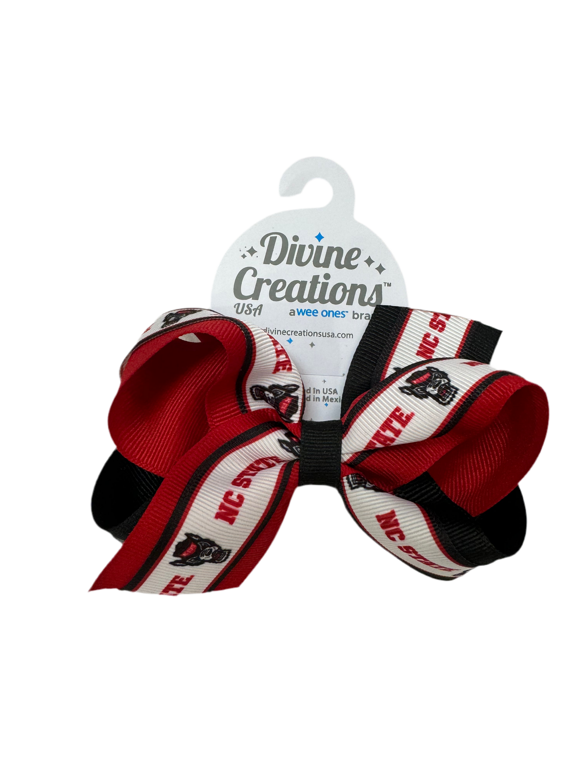 Wee OnesP: Divine Creations: Medium Logo Overlay NC State Bow