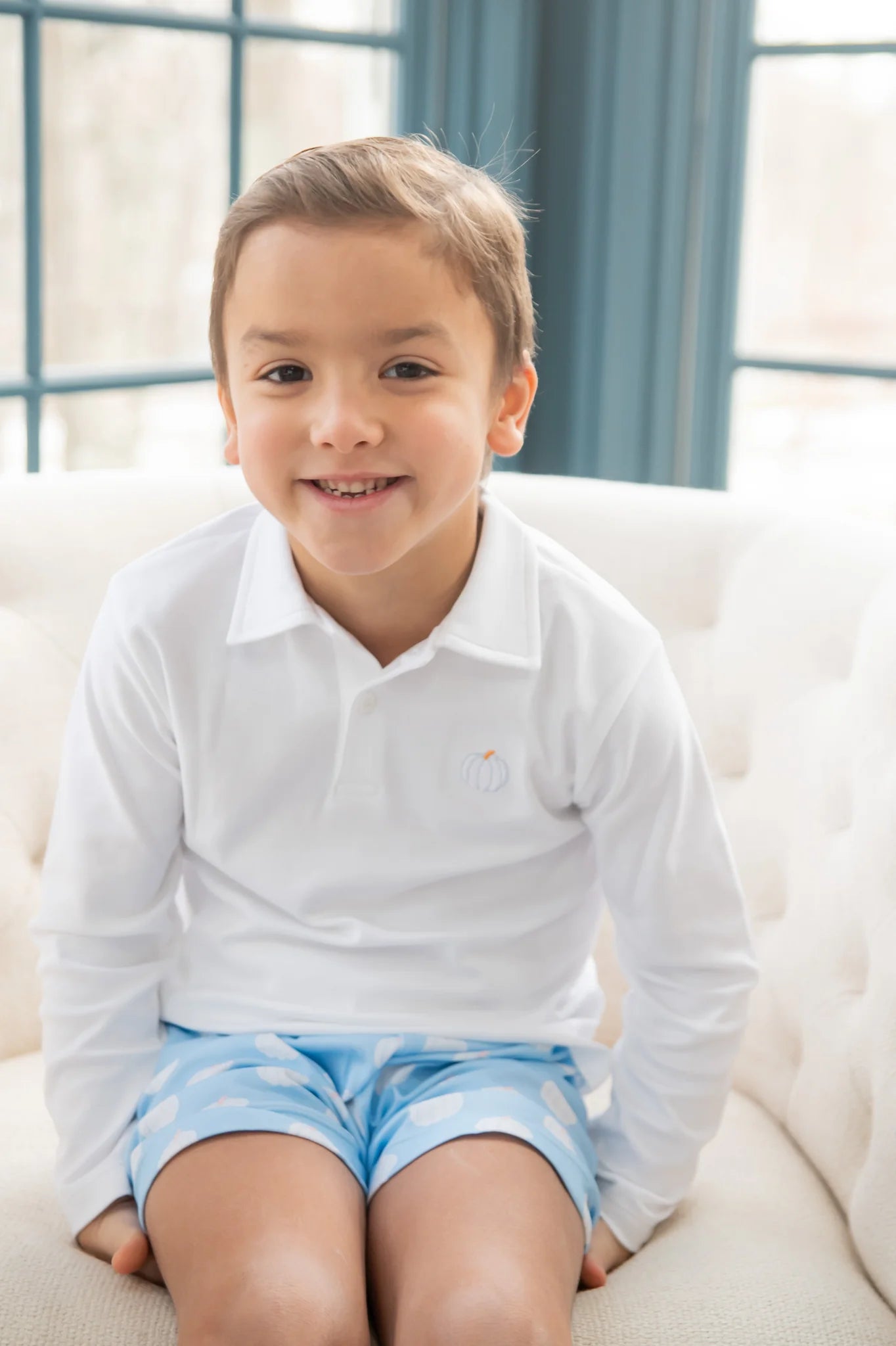 James & Lottie: Conrad Knit Short Set, Blue Pumpkins
