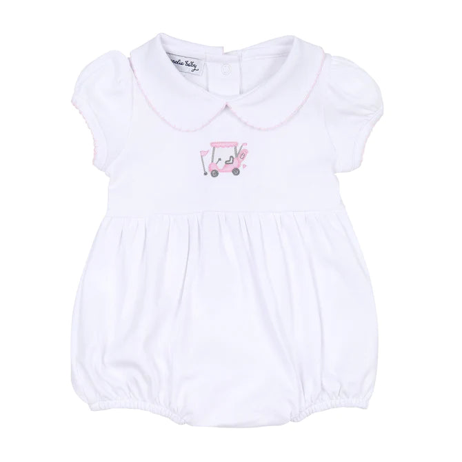 Magnolia Baby: Putting Around Pink Embroidered Collared Girl Bubble