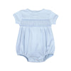 Magnolia Baby: Solid Blue Smocked Boy Bubble