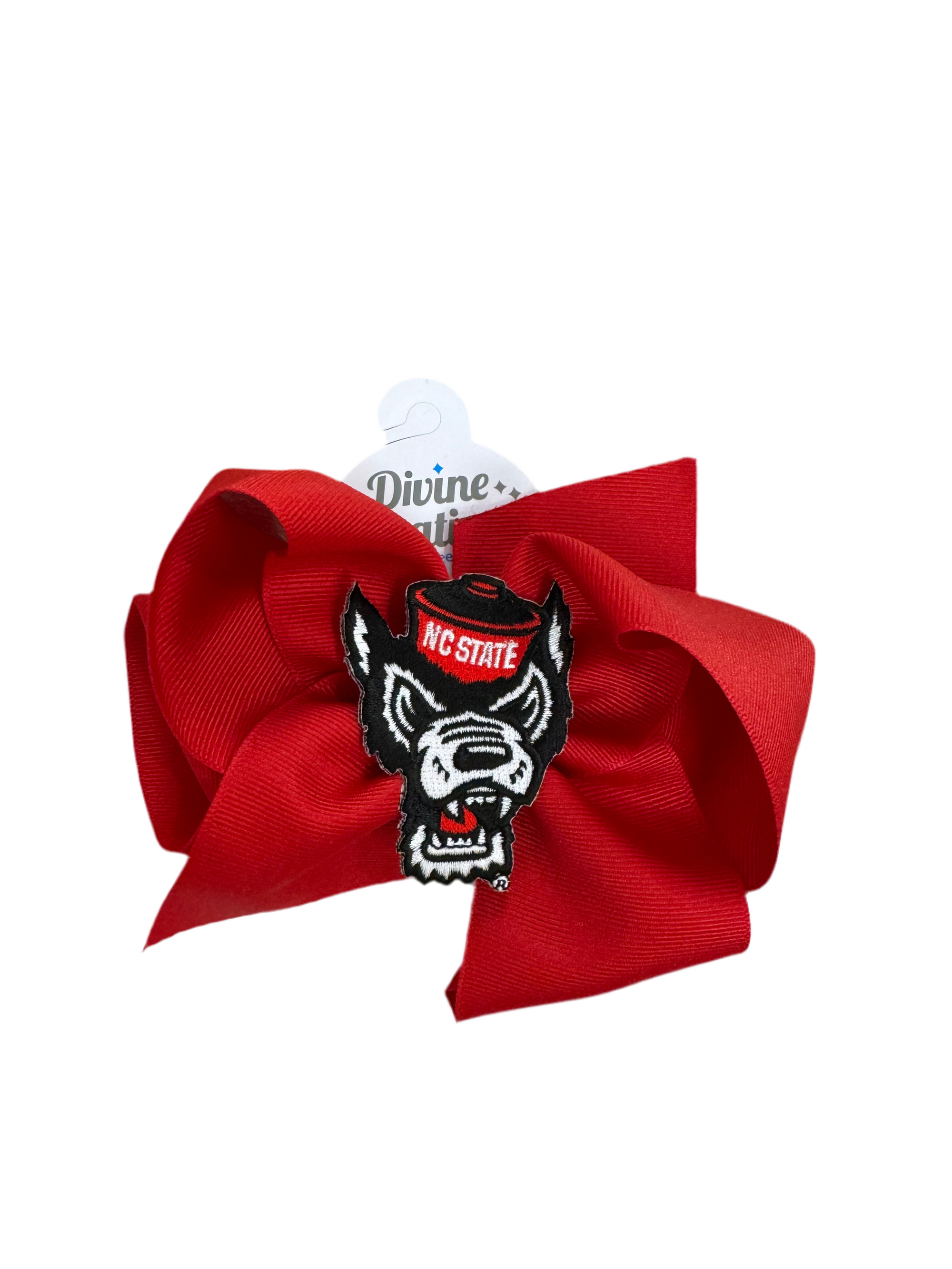 Wee Ones: Grosgrain Bow with Patch NC State