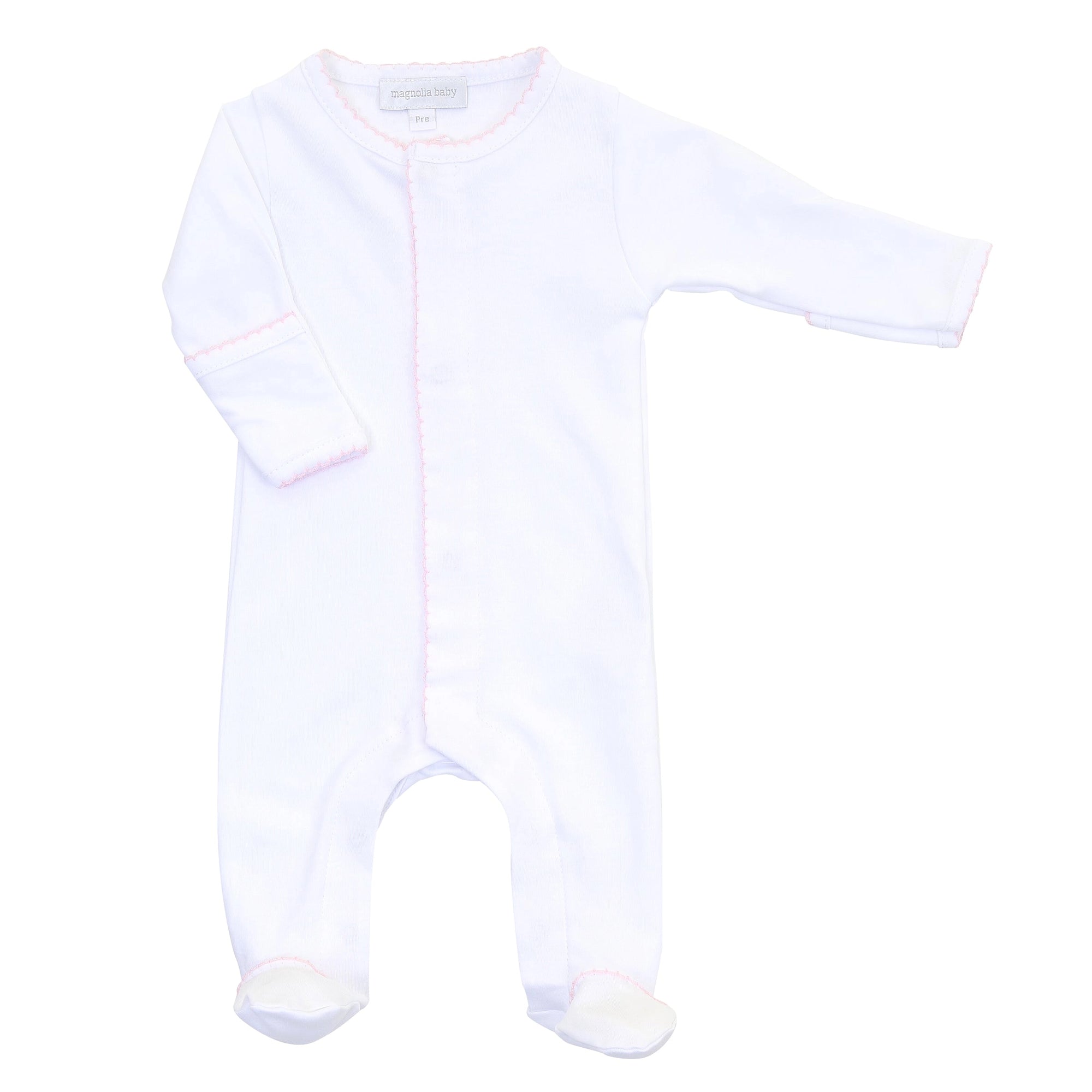 Magnolia Baby: Solid Essentials White Pink Footie