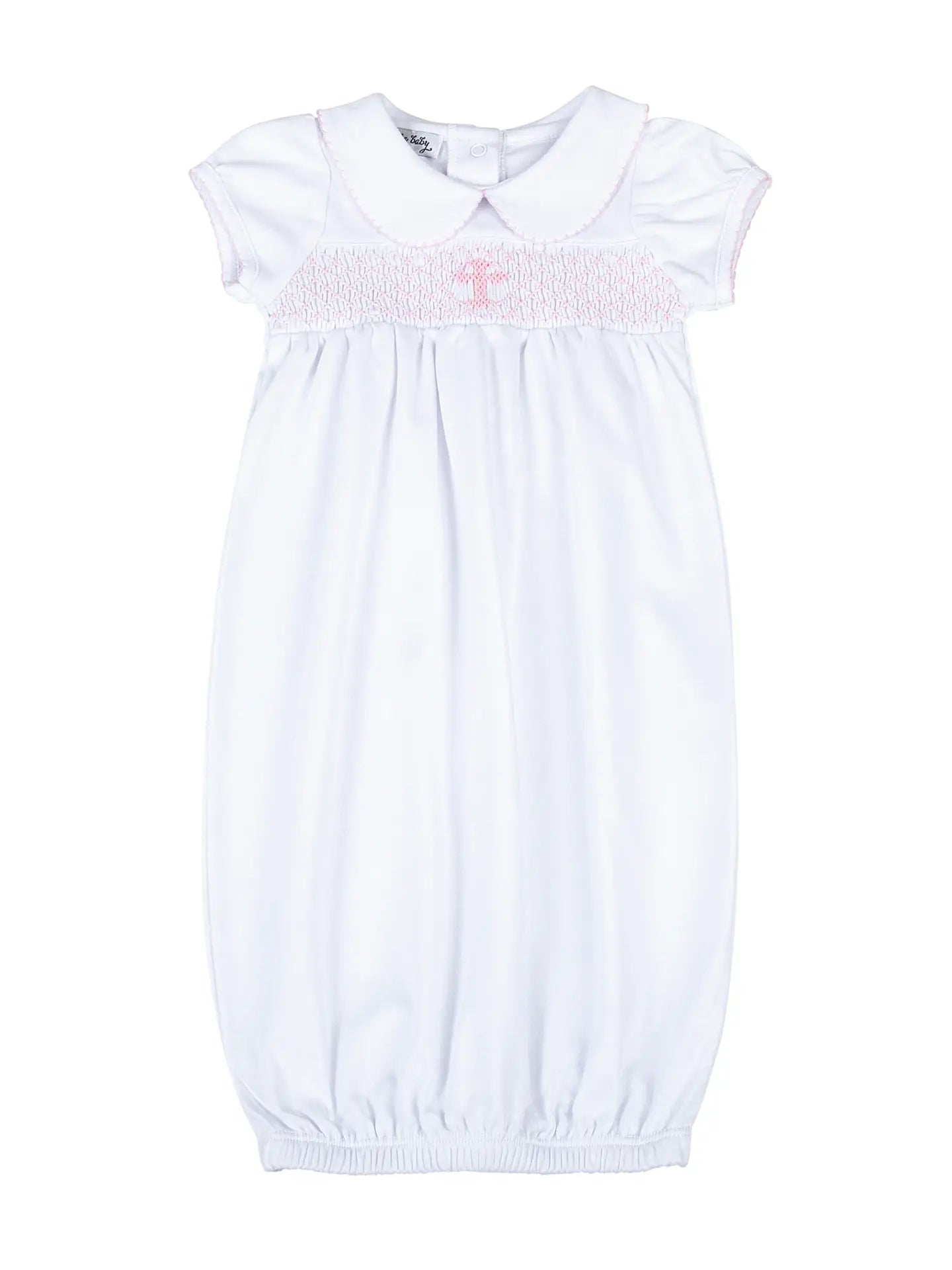 Magnolia Baby: Smocked Collared Gathered Gown - Pink