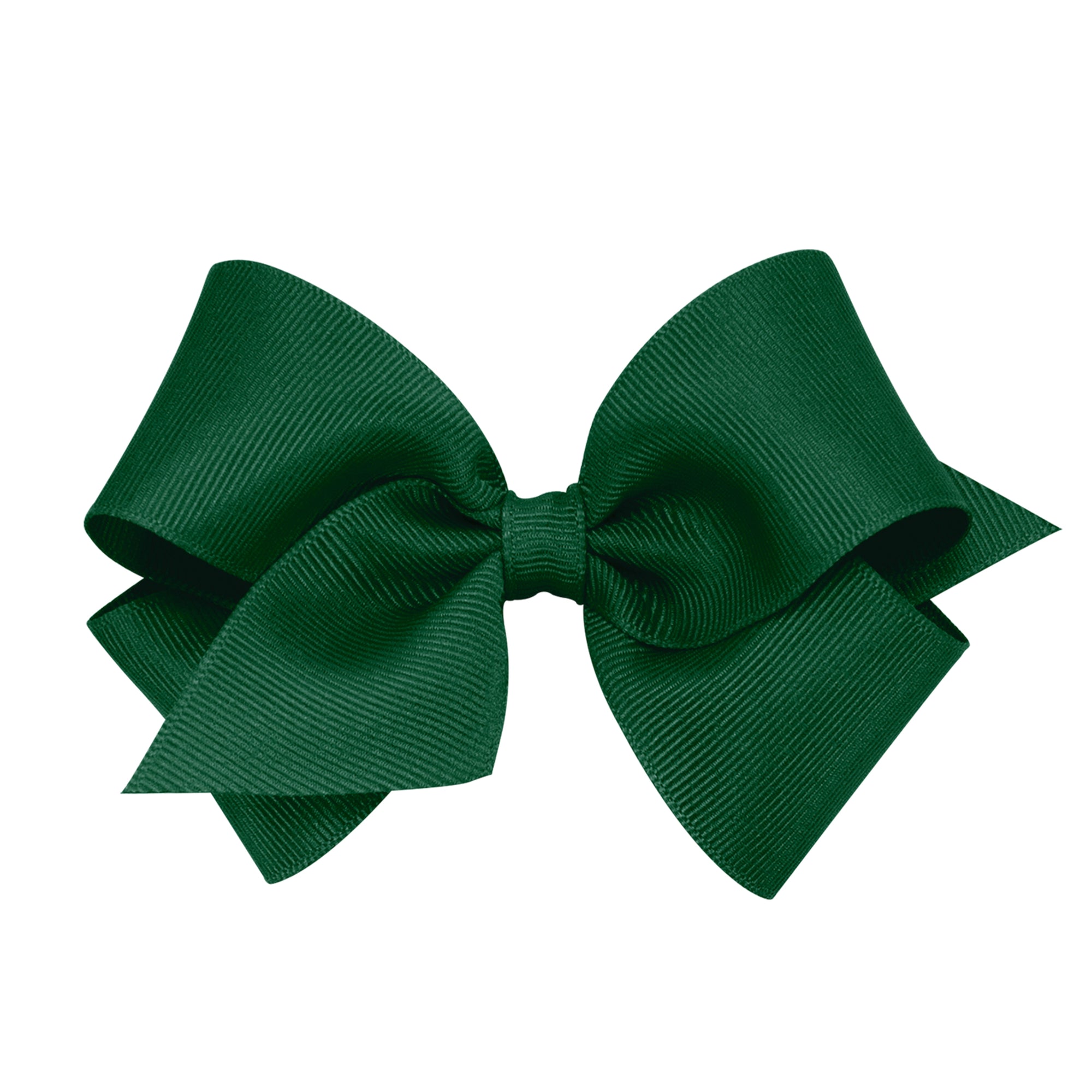 wee ones: Classic Grosgrain Girls Hair Bow (Plain Wrap) - Forest Green