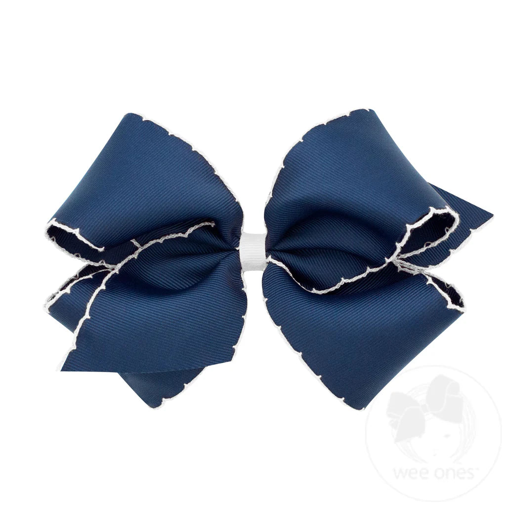 Wee Ones: Moonstitch Grosgrain Hair Bow with Contrasting Wrap
