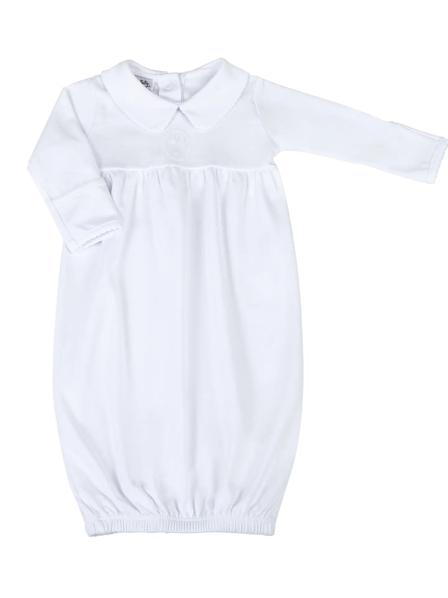 Magnolia Baby: Embroidered Gathered Gown - White
