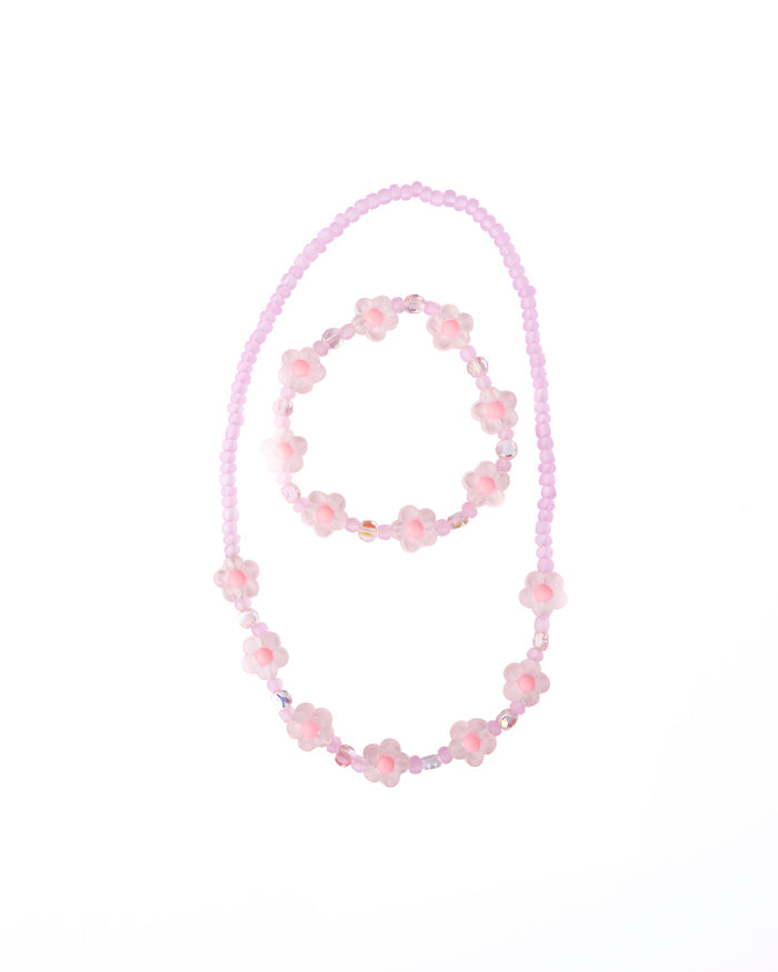 Great Pretenders: Pink Crystal Blooms Necklace & Bracelet Set