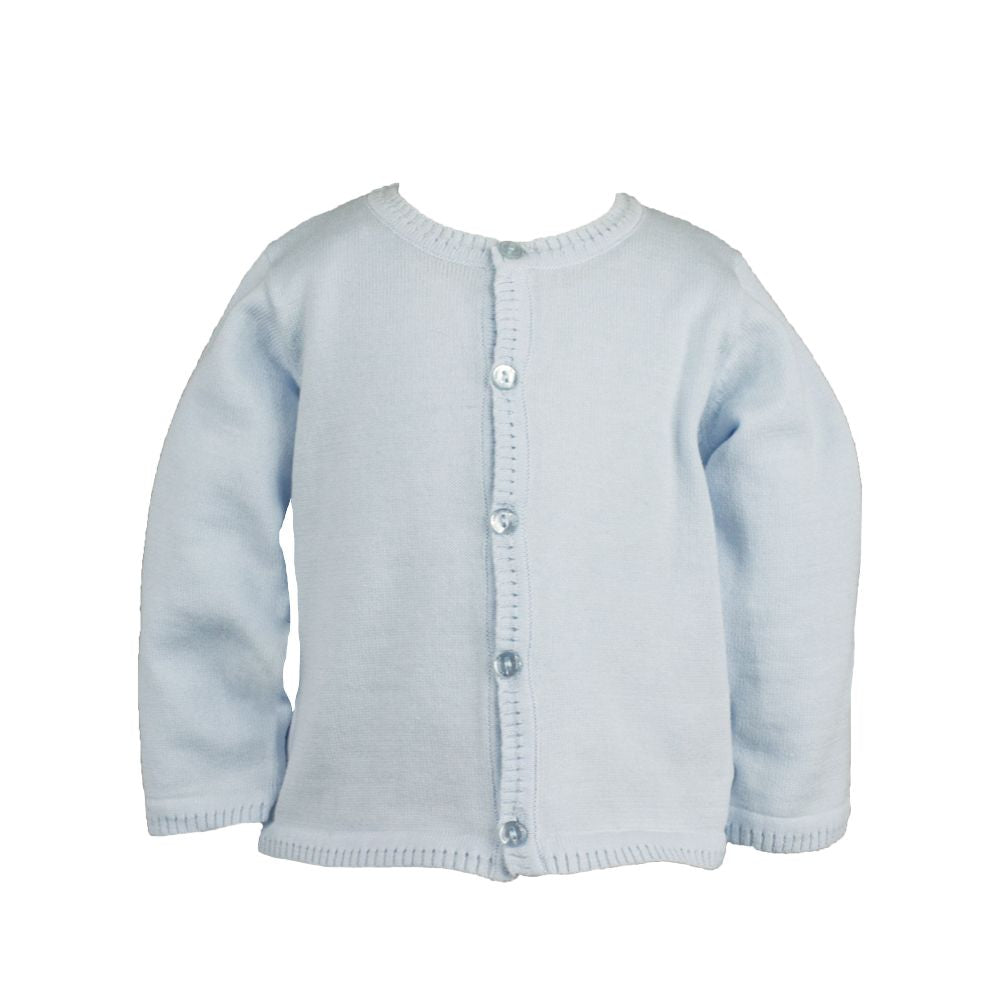 Petit Ami: Ladder Edge Basic Cardigan Sweater - Light Blue