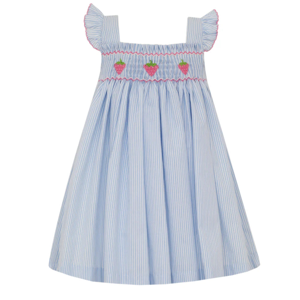 Petit Bebe: Strawberry Blue Stripe Strap Sundress