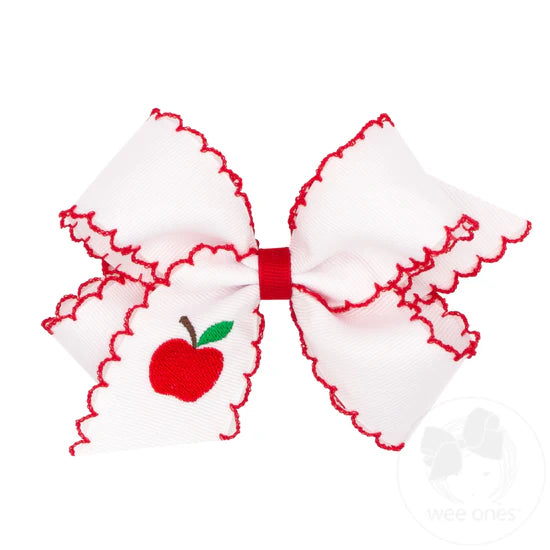 Wee Ones: Moonstitch Embroidered Apple Bow