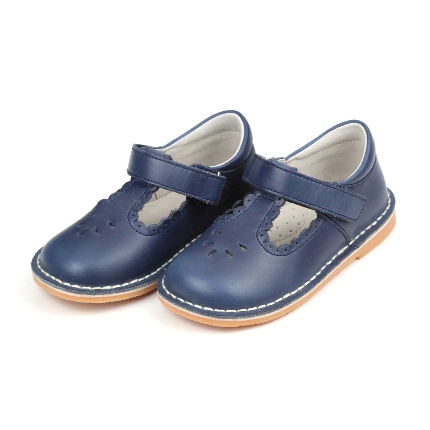L'AMOUR Angie Scalloped T-Strap Mary Jane - Navy