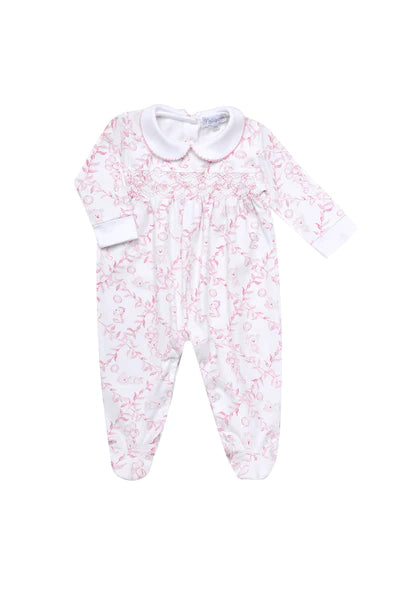 Nella Pima: Pink Bears Trellace Smocked Footie